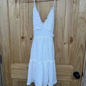 She + Sky White Textured Midi Dress